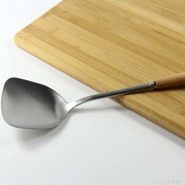 Mini thick spatula stainless steel spatula wooden handle kitchenware short handle iron spatula anti-hot wooden handle spatula spoon set