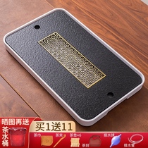 Tea tray household with drainage Wujin Stone tea table simple water storage type dry bubble tray small kung fu tea set Tea Sea