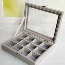 Jewelry box inner velvet storage box with lid exquisite gold and silver necklace anti-oxidation nail jewelry small plaid earrings