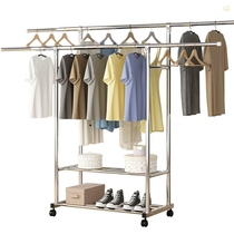 304 stainless steel cool clothes rack floor-to-ceiling thickened thickened drying rack Household folding mobile indoor balcony