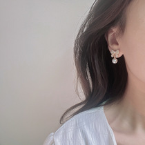 s925 silver needle pearl bow earrings Korean temperament small fresh earrings earrings net red same simple earrings