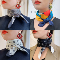 Fashion hairband silk scarf small square towel womens spring and Autumn thin scarf new collar Korean decoration wild stewardess scarf