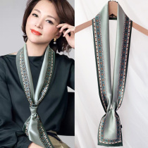 Small silk scarves women Korean Joker Spring and Autumn Ribbon Scarf Square Scarves Narrow Long Decorative Scarf Fashion Fashion
