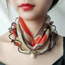 New sunscreen mesh sleeve head small collar female neck scarf spring and autumn thin fashion versatile decorative gauze