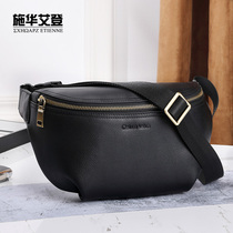 Chest Bag Mens trend summer new first layer cowhide large capacity running bag shoulder cross body small leather breast bag female ins