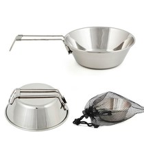 Outdoor 304 Stainless Steel Folding Bowl Picnic Rice Bowl Folding Cup Mountaineering Water Cup Camping Portable Cookware