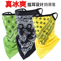 Cashew flower hanging ear face towel Ice Silk sunscreen mask riding neck sleeve triangle scarf fishing dust headscarf hip hop Hip Hop Street dance
