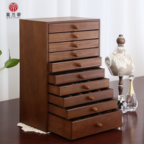 Jewelry box storage box earrings necklace earrings earrings multi-layer net red jewelry box ring watch collection box solid wood