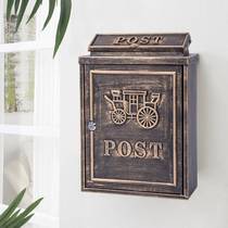 European-style villa with lock mailbox outdoor waterproof letter box hanging wall mailbox suggestion box creative retro mailbox