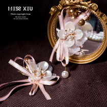 MISSXIU Moonlight and Dream] Pink bow bride decoration corsage performance stage party wrist flowers