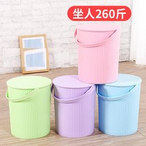 Bucket Large Thickened Plastic Bath Bucket Hand-held Fishing Multi-purpose Storage Storage Car Wash Bucket Stool with Cover