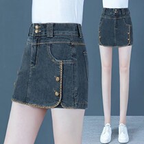  New denim shorts womens 2021 summer wear elastic high waist large size thin all-match casual straight hot pants