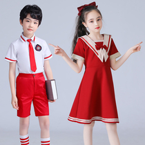 June 1 childrens chorus performance costume boys and girls red dress primary and secondary school students recitation group performance costume set