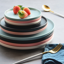 Ceramic matte colored salad pasta steak plate Japanese dishes cute home pizza disc restaurant set