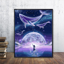 diy digital oil painting living room hand-painted cartoon cartoon cartoon modern hand filling decompression filled color oil color painting decoration painting