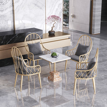 Light luxury marble reception fair table and chair combination marketing Center Hotel beauty salon rest area one table four chairs