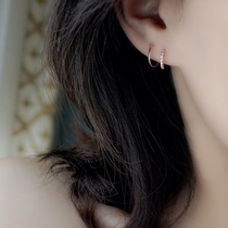 Double layer S925 sterling silver earrings female simple temperament Joker spring ring net red earrings
