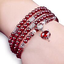 Wine red multi-circle multi-layer garnet fox bracelet Year of Life Gourd crystal hand string birthday gift for women