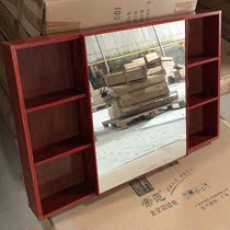  Toilet bathroom mirror cabinet space aluminum wall-mounted oak red tone bathroom mirror with shelf storage