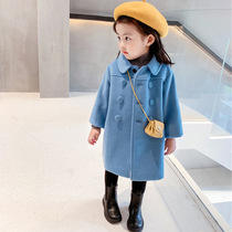 Korean girls temperament double-row button great coat 2021 autumn winter new baby foreign air clip cotton thickened jacket jacket