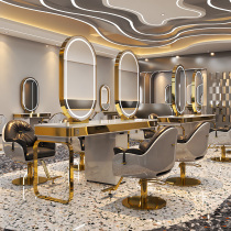 Net red hairdressing shop mirror table double-sided four-sided hair salon special hair cutting mirror simple with light barber shop ironing table