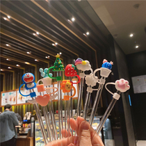 Net red straw cover Glass straw Non-disposable recyclable cute silicone straw cap Straw cover dust plug