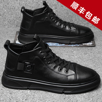 Martin boots men 2021 New Tide winter plus velvet men high-top casual leather shoes non-slip thick-soled leather mens shoes