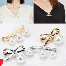 Tie-proof pearl butterfly knot needle fixed clothes tip female necklace accessories open shirt needle