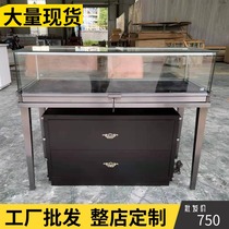 Stainless steel titanium plated jewelry display cabinet jewelry glass counter Jade Jade display cabinet watch shop cabinet