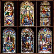 Custom retro church window skylight glass film Color matte electrostatic sunscreen shading paper Translucent opaque