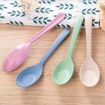 Environmental protection scoop straw short rice spoon small adult student wheat children small spoon spoon soup tableware handle rice spoon