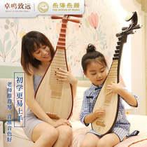 Lehai pipa musical instrument Beginners introductory practice Hardwood material Bamboo carved poetry Flower rich headdress pipa