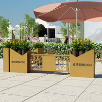 Sales department Outdoor combination flower box Flower bed garden Green fence Outside the milk tea shop fence Municipal engineering flower trough