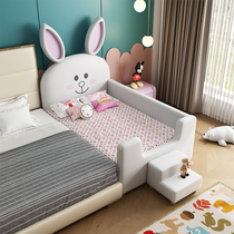 Splice bed solid wood childrens bed widening splicing big bed girl princess bed with guardrail small bed baby bed artifact