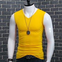 Mens vest pure cotton Summer sports Cross-bar swarm Youth outside wearing sleeveless bottom tight body shoulder sweatshirt