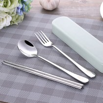 Eating office full set of chopsticks spoon set cute storage bag outing camping boxed out fork spoon