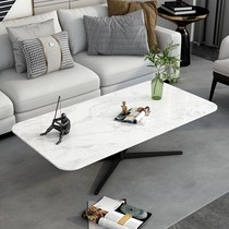 Nordic Style Light Lavish Rockboard Sofa Tea Table Marble Home Living Room Tea Table Modern Minima Small Family Type Tea Table