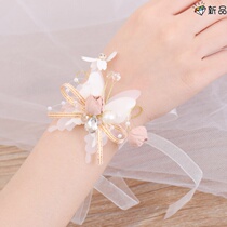 Wrist flower sister bride bridesmaid Group flower wrist flower bracelet flower blue champagne high-grade sense Korean Super fairy Air