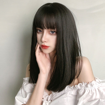 Taboo girl wig cos Nano manga Bangs Medium long hair full head cover Kawakami Tomie Black long straight wig