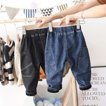 Boys jeans spring and autumn children handsome fashionable pants 2021 new loose casual pants wear pants tide children