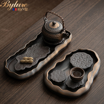 bylure Zen Serve day style Gongfu tea tray Small home water storage dry bubble table tea set Kettle Support Pan Tea Table