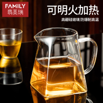Glass Road cup tea set side bar male cup thickened heat-resistant square teapot high-grade tea divider