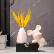 Violent Bear Tabletop Dry Flower Vase Small Pendulum Piece Light Lavish Modern Home Living Room TV Wine Cabinet Adornment Advanced Sensation