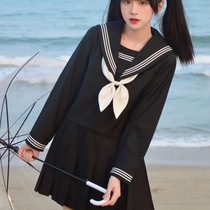 Black three jk uniform skirt genuine cute bad girl sailor middle suit suit college style basic short-sleeved