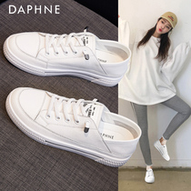Daphne leather white shoes womens shoes 2021 new summer thin section wild flat shoes casual canvas shoes