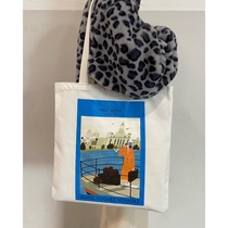 LV exhibition canvas bag canvas bag large capacity eco-friendly bag ins Wind handbag cotton bag white tote bag