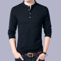 Spring mens underwear long sleeve lap collar autumn clothes pure cotton bottom shirt with cotton sweatshirt with collar