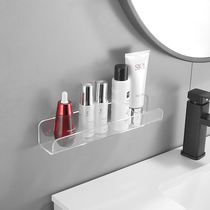 'Bathroom cosmetics shelf toilet wash table facial cleanser storage rack transparent corner frame non-perforated wall