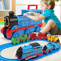 Childrens toy train with track small locomotive set large Master electric boy one year old puzzle high speed rail