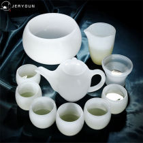 Dehua high-grade jade jade Gaiwan Glass teacup Office guest teapot Tea wash Kung Fu tea set Household